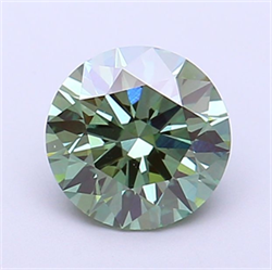 Picture of Lab Grown Diamond 1.51 Carats, Round with Ideal Cut, Fancy Vivid Green Color, VVS2 Clarity and Certified by IGI