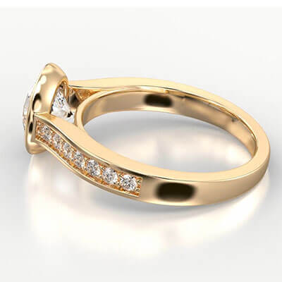 yellow Gold Low or Standard Profile Bezel Engagement ring setting