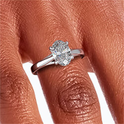 Foto Diamante de laboratorio ovalado de 2,50 quilates E VVS2, anillo de compromiso con solitario tipo catedral de Buddies de