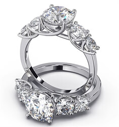 Foto Engaste de anillo de compromiso Trellis, engastado con 4 diamantes naturales laterales, total 1,30 quilates F SI1 Talla muy buena de