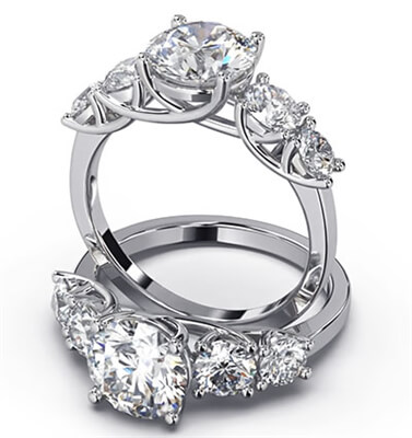 Trellis engagement ring setting, set with 4 side natural diamonds, total 1.30 carats F SI1 Very-Good Cut