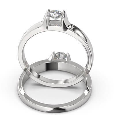 0,50 quilates, diamante de laboratorio E VVS2 talla ideal, anillo de compromiso con solitario