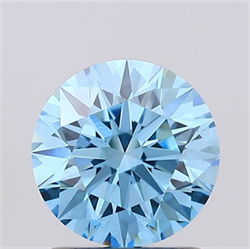 Picture of Lab Grown Diamond 1.29 Carats, Round with Ideal Cut, Fancy Vivid Blue Color, VS1 Clarity and Certified by IGI