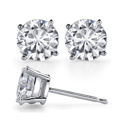 Picture of 1.00 CTW Lab grown diamond Round  diamond stud earrings. E VVS2 Ideal-Cut