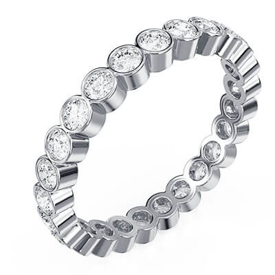 Lab Grown 1 carat diamonds E VS1+,  Bezel Eternity ring