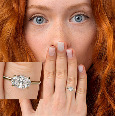 Oval solitaire engagement ring setting