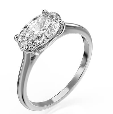 Oval solitair engagement ring setting