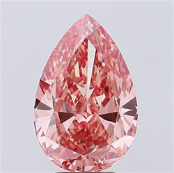 Picture of Lab Grown Diamond 5.49 Carats, Pear with  Cut, Fancy Vivid Pink Color, VVS2 Clarity and Certified by IGI
