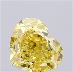 Picture of Lab Grown Diamond 1.51 Carats, Heart with  Cut, Fancy Intense Yellow Color, VVS2 Clarity and Certified by IGI
