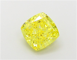 Picture of Lab Grown Diamond 1.73 Carats, CUSHION MODIFIED with  Cut, Fancy Vivid Yellow Color, VVS2 Clarity and Certified by IGI