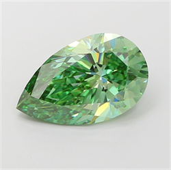 Picture of Lab Grown Diamond 3.05 Carats, Pear with  Cut, Fancy Vivid Green Color, VS1 Clarity and Certified by IGI