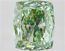 Picture of Lab Grown Diamond 5.05 Carats, CUSHION MODIFIED with  Cut, Fancy Vivid Green Color, VVS2 Clarity and Certified by IGI