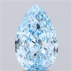 Picture of Lab Grown Diamond 3.14 Carats, Pear with  Cut, Fancy Vivid Blue Color, VS1 Clarity and Certified by IGI