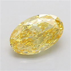 Picture of Lab Grown Diamond 5.01 Carats, Oval with  Cut, Fancy Vivid Yellow Color, VS2 Clarity and Certified by IGI