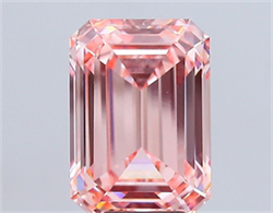 Picture of Lab Grown Diamond 7.07 Carats, Emerald with  Cut, Fancy Intense Pink Color, VVS2 Clarity and Certified by IGI