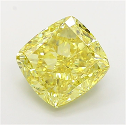 Picture of Lab Grown Diamond 6.05 Carats, CUSHION MODIFIED with  Cut, Fancy Vivid Yellow Color, VS1 Clarity and Certified by IGI