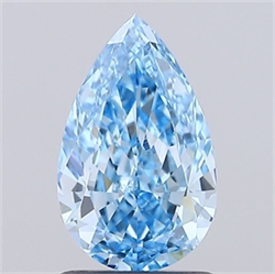 Picture of Lab Grown Diamond 1.51 Carats, Pear with  Cut, Fancy Vivid Blue Color, VS1 Clarity and Certified by IGI