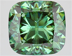 Picture of Lab Grown Diamond 7.07 Carats, CUSHION MODIFIED with  Cut, Fancy Vivid Green Color, VS2 Clarity and Certified by IGI