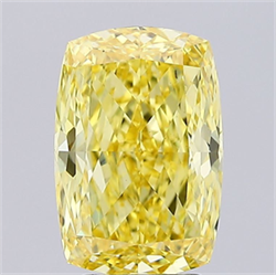 Picture of Lab Grown Diamond 4.01 Carats, CUSHION MODIFIED with  Cut, Fancy Vivid Yellow Color, VS1 Clarity and Certified by IGI