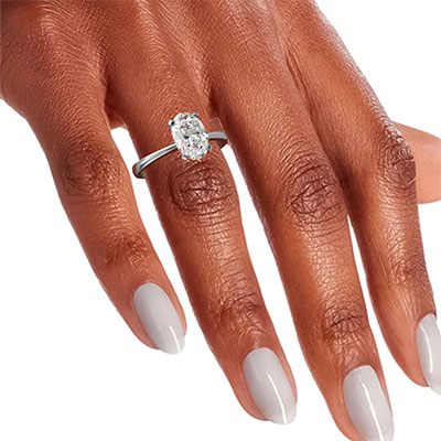 Oval solitaire engagement ring setting
