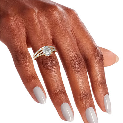 Split band hidden halo bridal set setting with 0.88 carat side diamonds