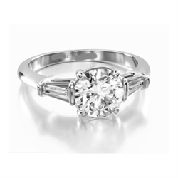 Picture of 1.50 Carat Lab diamond E VS1 & Two sides Lab Tapered Baguettes 0.50 CTW