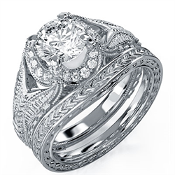 Picture of Exquisite vintage massive statement bridal set with floating diamond