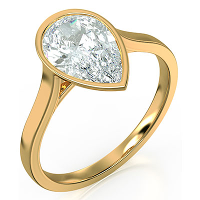 Delicate Low Profile bezel engagement ring for Pear shapes-Alicia