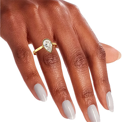 Delicate Low Profile bezel engagement ring for Pear shapes-Alicia
