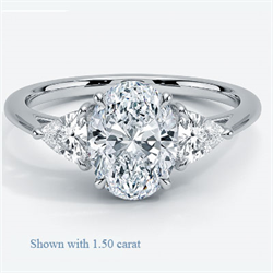 Picture of 3 carat Lab center  Three stone ring with Lab 0.30 carat total weight  side Lab Heart diamonds
