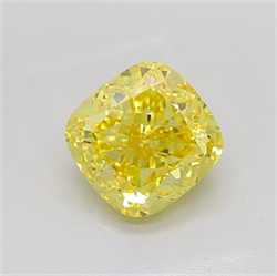 Picture of Lab Grown Diamond 3.12 Carats, CUSHION MODIFIED with  Cut, Fancy Vivid Yellow Color, VS1 Clarity and Certified by IGI
