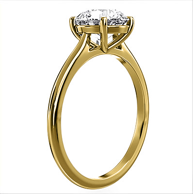 Solitaire round diamond engagement ring. Low or Standard profile