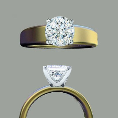 Wide Classic yellow engagement ring setting