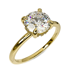 Foto Engaste de anillo de compromiso amarillo con halo oculto de perfil bajo de