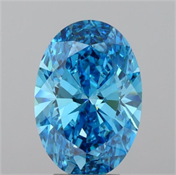 Picture of Lab Grown Diamond 5.03 Carats, Oval with  Cut, Fancy Vivid Blue Color, VS2 Clarity and Certified by IGI