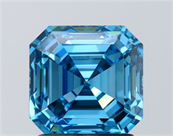 Picture of Lab Grown Diamond 2.01 Carats, Asscher with  Cut, Fancy Vivid Blue Color, VVS2 Clarity and Certified by IGI