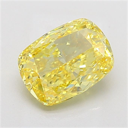 Picture of Lab Grown Diamond 3.53 Carats, CUSHION MODIFIED with  Cut, Fancy Vivid Yellow Color, VS1 Clarity and Certified by IGI
