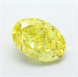 Picture of Lab Grown Diamond 6.25 Carats, Oval with  Cut, Fancy Vivid Yellow Color, VS1 Clarity and Certified by IGI