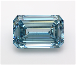 Picture of Lab Grown Diamond 26.01 Carats, Emerald with  Cut, Fancy Vivid Blue Color, VS2 Clarity and Certified by IGI