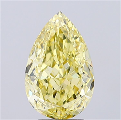 Picture of Lab Grown Diamond 4.02 Carats, Pear with  Cut, Fancy Intense Yellow Color, VS1 Clarity and Certified by IGI