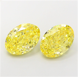 Picture of Lab Grown Diamond 5.05 Carats, Oval with  Cut, Fancy Vivid Yellow Color, VS1 Clarity and Certified by IGI
