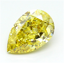 Picture of Lab Grown Diamond 3.50 Carats, Pear with  Cut, Fancy Intense Yellow Color, VS2 Clarity and Certified by IGI