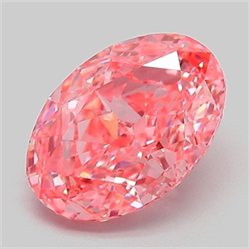 Picture of Lab Grown Diamond 2.09 Carats, Oval with  Cut, Fancy Vivid Pink Color, VVS2 Clarity and Certified by IGI