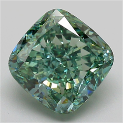 Picture of Lab Grown Diamond 4.00 Carats, CUSHION MODIFIED with  Cut, Fancy Vivid Green Color, VS1 Clarity and Certified by IGI