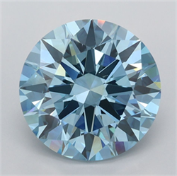 Picture of Lab Grown Diamond 3.97 Carats, Round with Ideal Cut, Fancy Vivid Blue Color, VVS2 Clarity and Certified by IGI