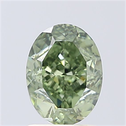 Picture of Lab Grown Diamond 1.71 Carats, Oval with  Cut, Fancy Vivid Green Color, VVS2 Clarity and Certified by IGI