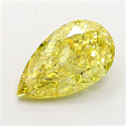 Picture of Lab Grown Diamond 5.02 Carats, Pear with  Cut, Fancy Intense Yellow Color, VS1 Clarity and Certified by IGI