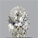 Natural Diamond 0.53 Carats, Oval with  Cut, J Color, VVS2 Clarity and Certified by GIA