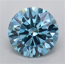 Picture of Lab Grown Diamond 3.03 Carats, Round with Ideal Cut, Fancy Vivid Blue Color, VVS2 Clarity and Certified by IGI