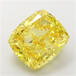 Picture of Lab Grown Diamond 8.39 Carats, CUSHION MODIFIED with  Cut, Fancy Vivid Yellow Color, VS1 Clarity and Certified by IGI